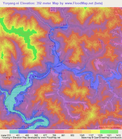 Yoryang-ni,South Korea Elevation Map