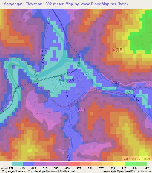 Yoryang-ni,South Korea Elevation Map