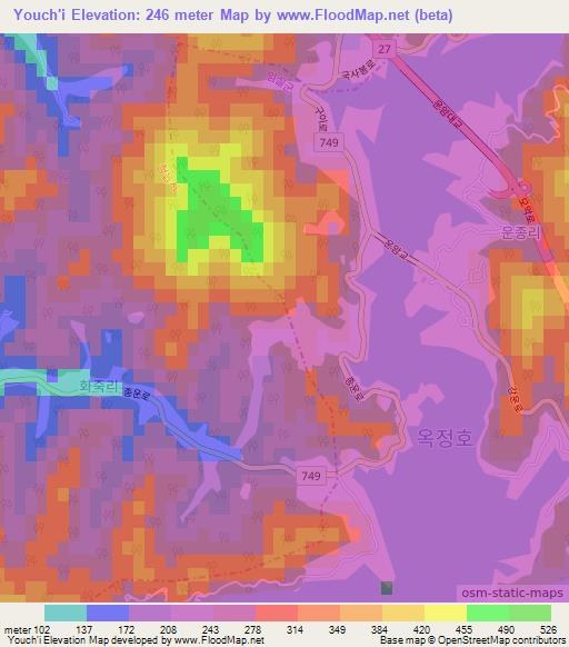 Youch'i,South Korea Elevation Map