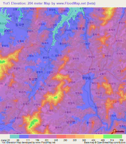 Yot'i,South Korea Elevation Map