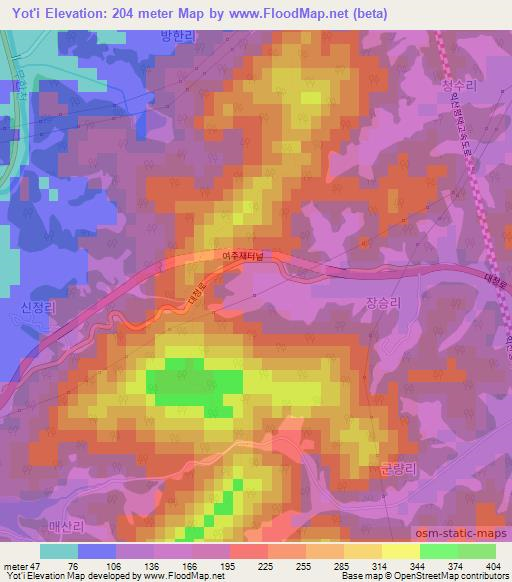 Yot'i,South Korea Elevation Map