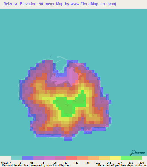 Reizui-ri,South Korea Elevation Map