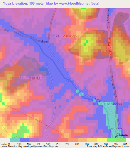 Yosa,South Korea Elevation Map