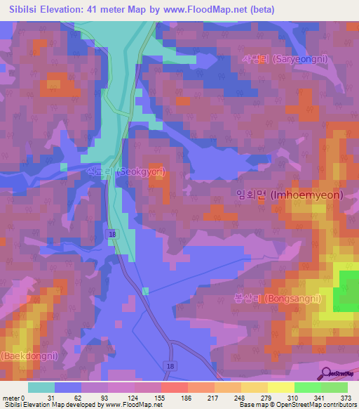 Sibilsi,South Korea Elevation Map