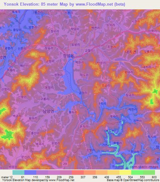 Yonsok,South Korea Elevation Map