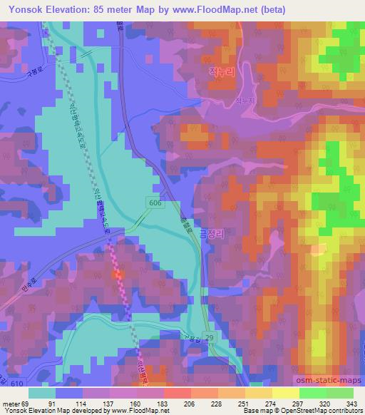 Yonsok,South Korea Elevation Map