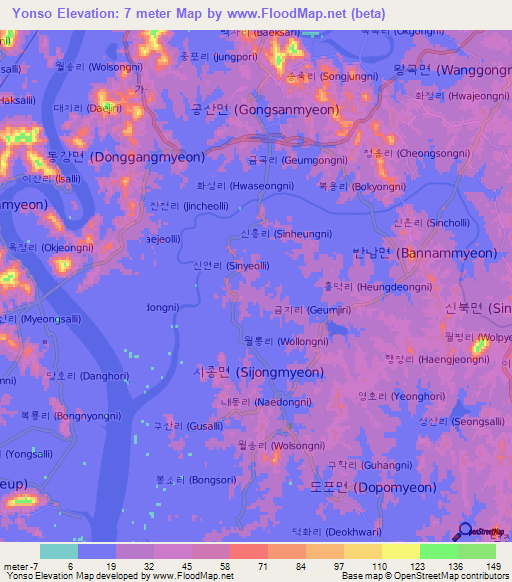 Yonso,South Korea Elevation Map