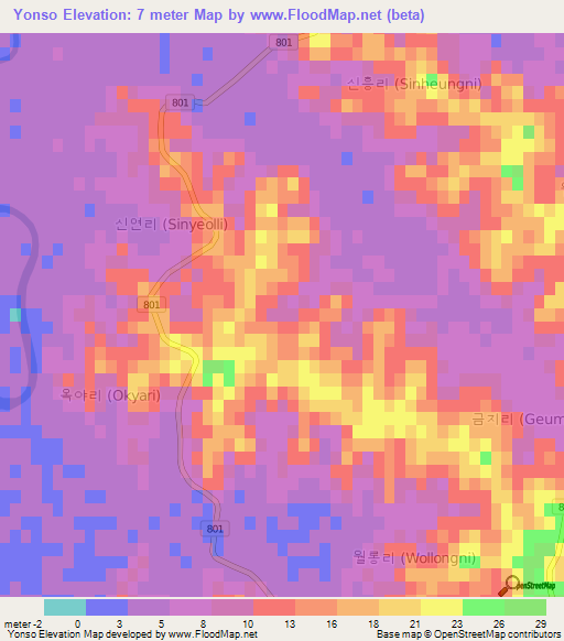 Yonso,South Korea Elevation Map