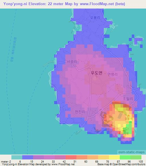 Yonp'yong-ni,South Korea Elevation Map