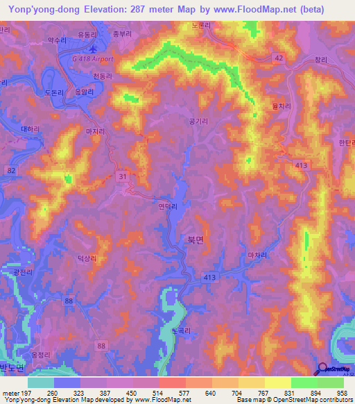 Yonp'yong-dong,South Korea Elevation Map