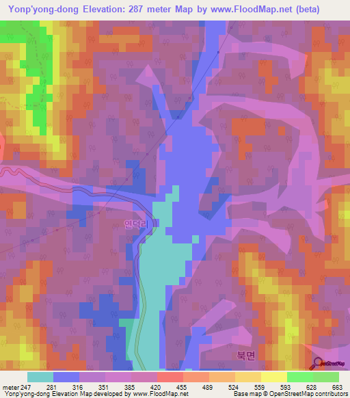 Yonp'yong-dong,South Korea Elevation Map