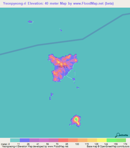 Yeonpyeong-ri,South Korea Elevation Map