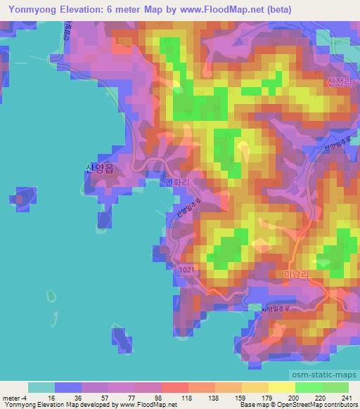 Yonmyong,South Korea Elevation Map