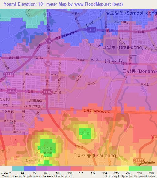 Yonmi,South Korea Elevation Map