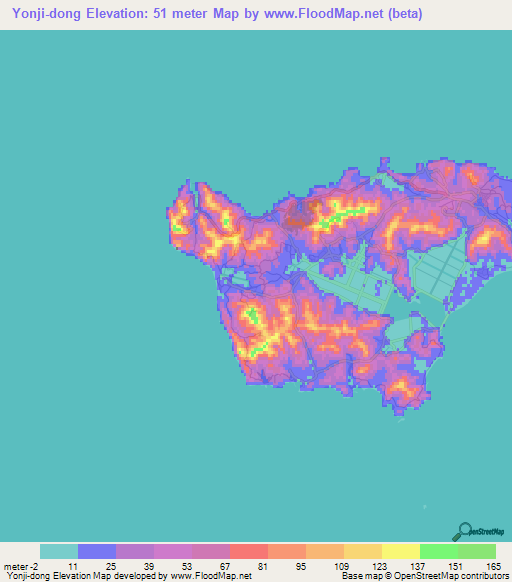 Yonji-dong,South Korea Elevation Map