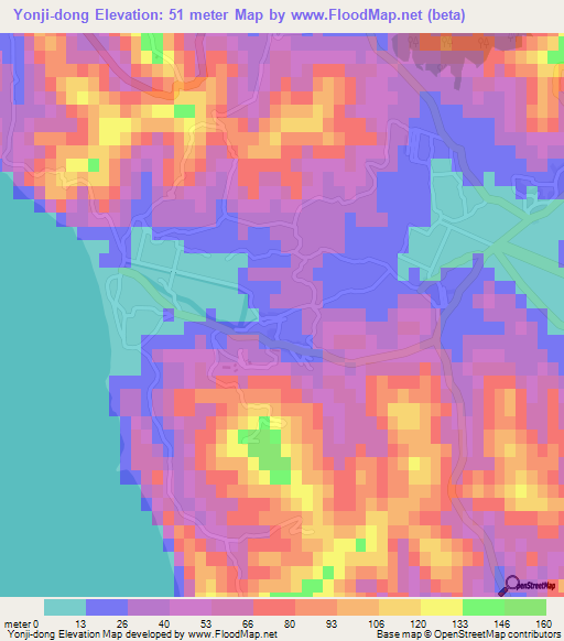 Yonji-dong,South Korea Elevation Map