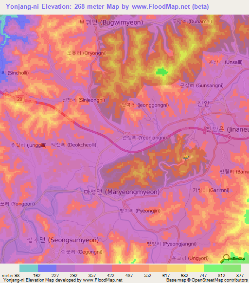 Yonjang-ni,South Korea Elevation Map