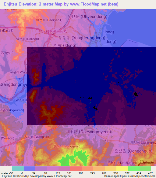 Enjitsu,South Korea Elevation Map