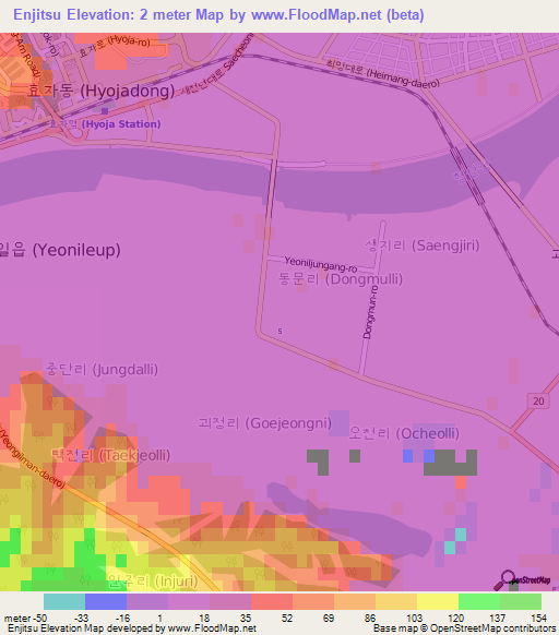 Enjitsu,South Korea Elevation Map