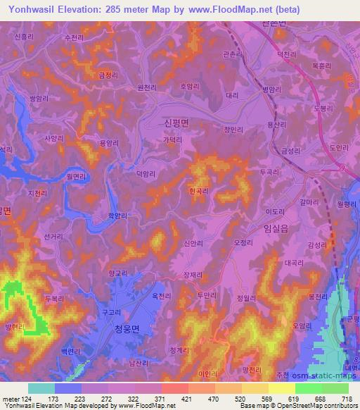 Yonhwasil,South Korea Elevation Map