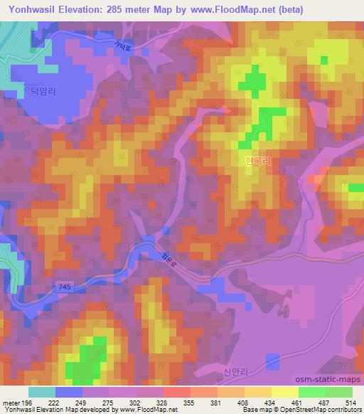 Yonhwasil,South Korea Elevation Map