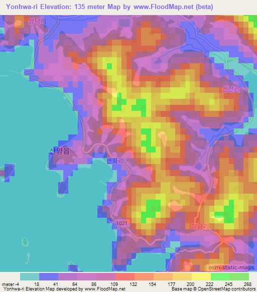 Yonhwa-ri,South Korea Elevation Map