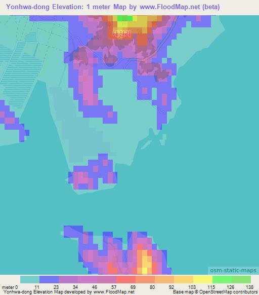 Yonhwa-dong,South Korea Elevation Map