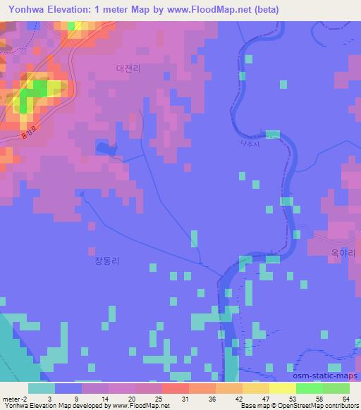 Yonhwa,South Korea Elevation Map