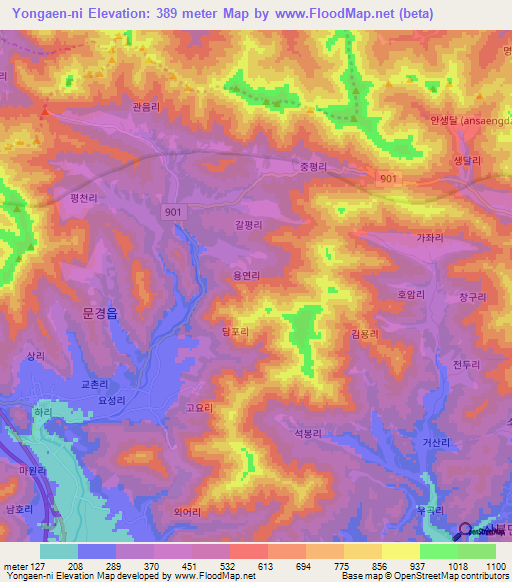 Yongaen-ni,South Korea Elevation Map