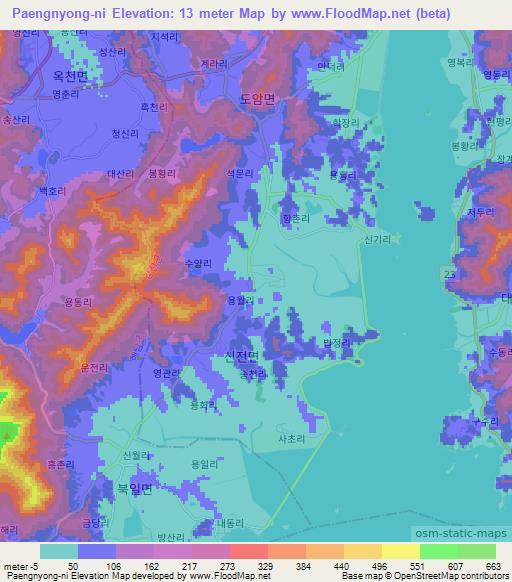 Paengnyong-ni,South Korea Elevation Map