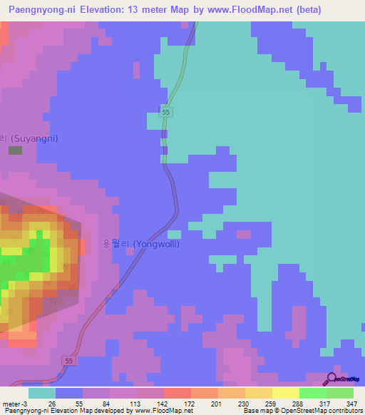 Paengnyong-ni,South Korea Elevation Map