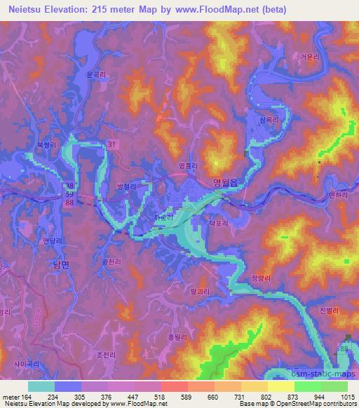 Neietsu,South Korea Elevation Map