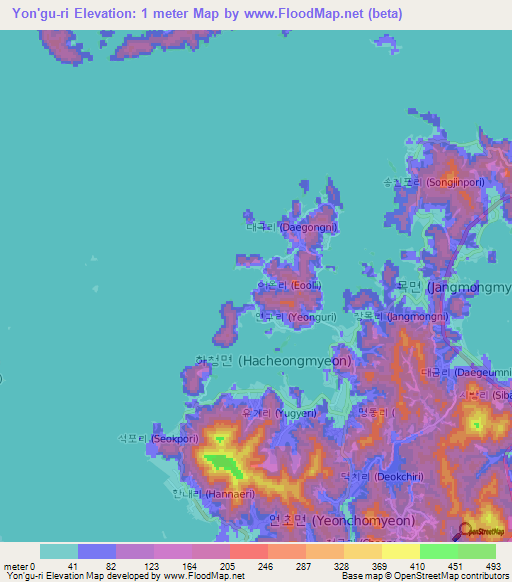 Yon'gu-ri,South Korea Elevation Map