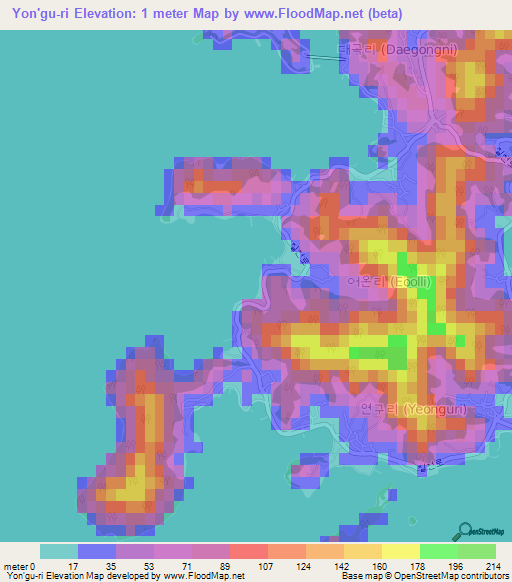 Yon'gu-ri,South Korea Elevation Map