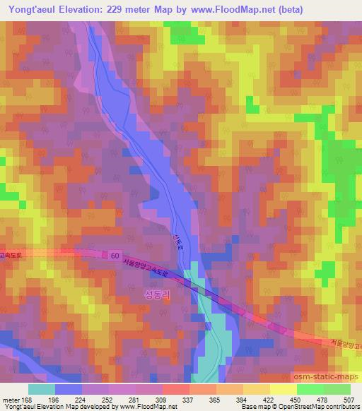 Yongt'aeul,South Korea Elevation Map