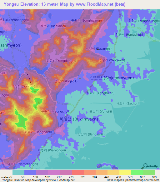 Yongsu,South Korea Elevation Map