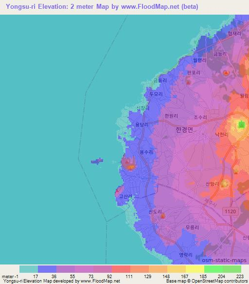 Yongsu-ri,South Korea Elevation Map