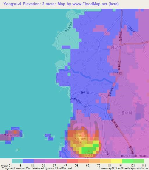 Yongsu-ri,South Korea Elevation Map