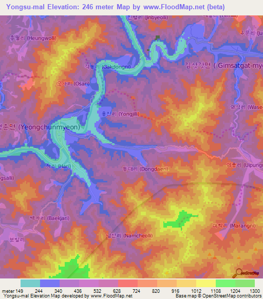 Yongsu-mal,South Korea Elevation Map