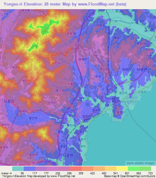 Yongso-ri,South Korea Elevation Map