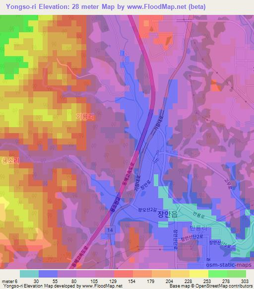 Yongso-ri,South Korea Elevation Map