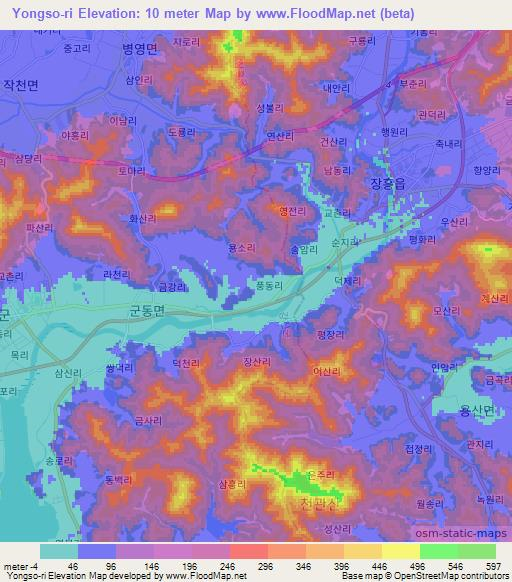 Yongso-ri,South Korea Elevation Map