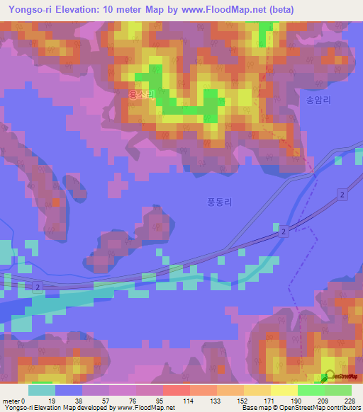 Yongso-ri,South Korea Elevation Map