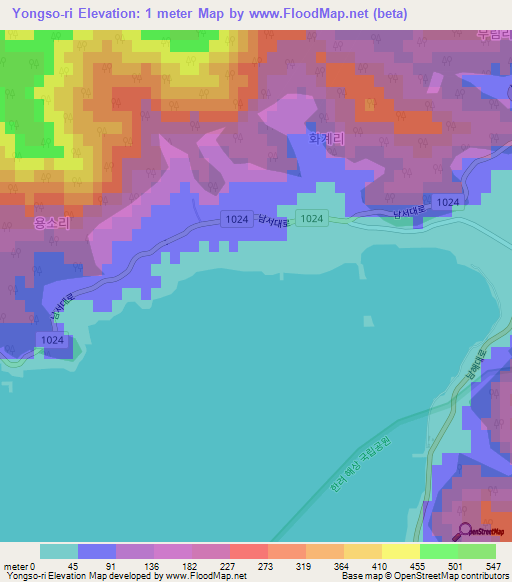 Yongso-ri,South Korea Elevation Map