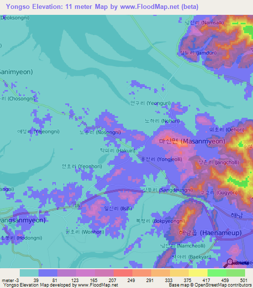 Yongso,South Korea Elevation Map