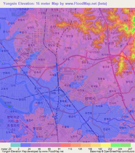 Yongsin,South Korea Elevation Map