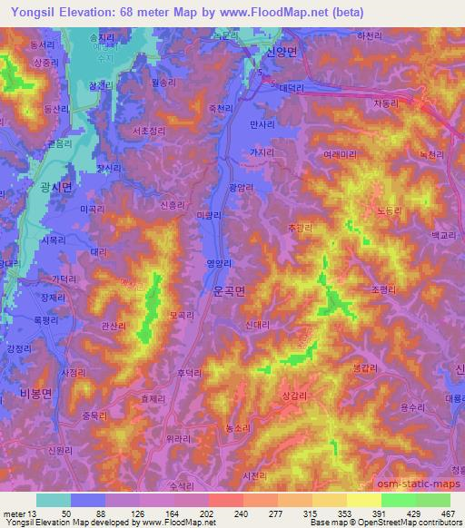 Yongsil,South Korea Elevation Map