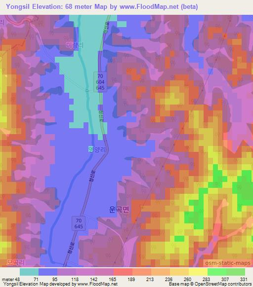 Yongsil,South Korea Elevation Map