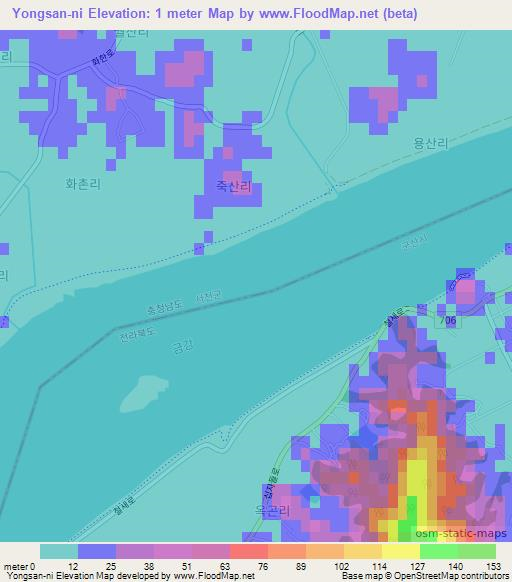 Yongsan-ni,South Korea Elevation Map