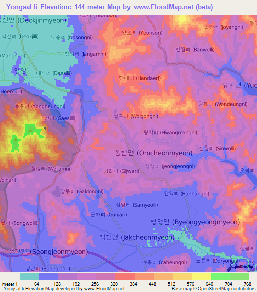 Yongsal-li,South Korea Elevation Map